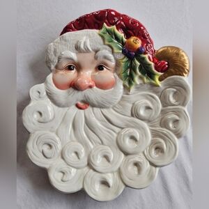 Fitz & Floyd Christmas Santa Cookie Plate Serving Tray 9" Wall Hanging Decor